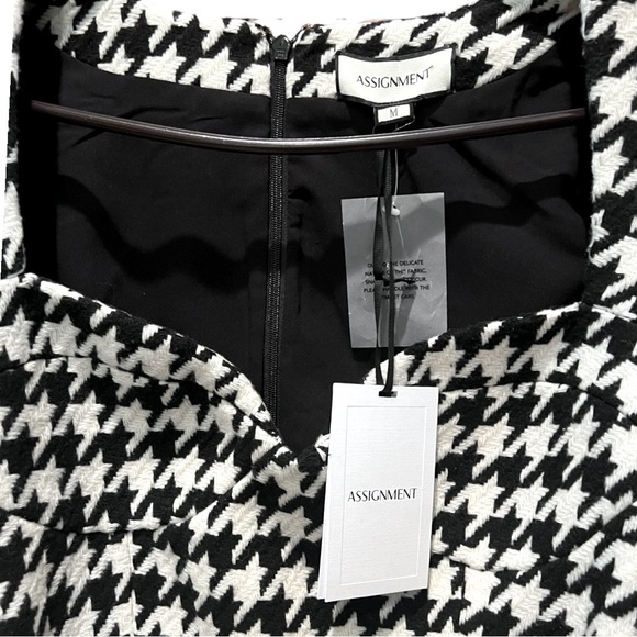 NWT ASSIGNMENT Blair Mini Dress Houndstooth Dress Size M - Picture 8 of 12